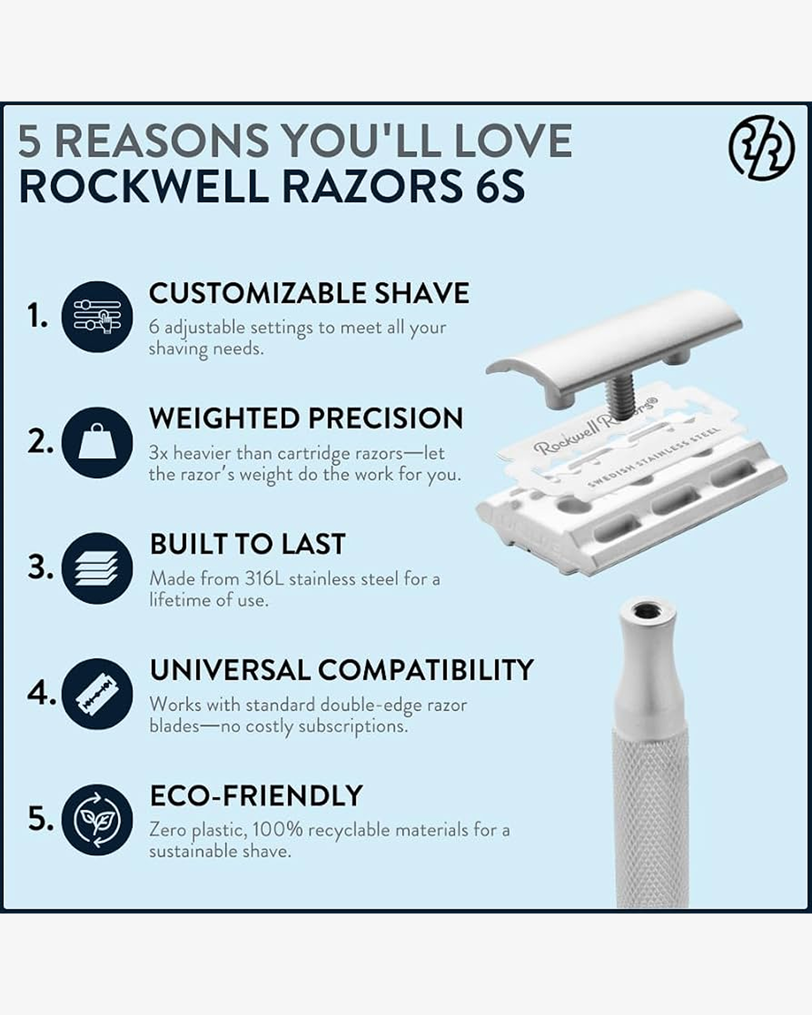 6S Safety Razor Stainless Steel